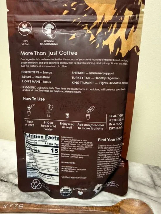 Ryze Mushroom Coffee with Spoon – 30 Servings, New, Sealed, Free Shipping - Picture 3 of 3
